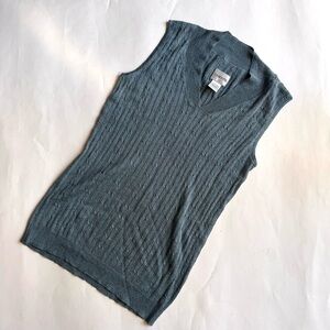 Chico's Blue Metallic Sparkle Knit Sweater Vest